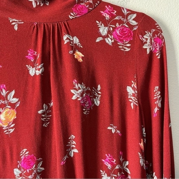 Free People Tate Tunic / Mini Dress Burgundy Vintage Combo Floral Print Size XS - Picture 5 of 14